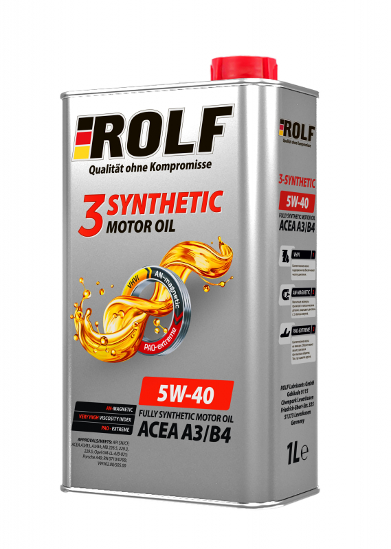 фото Моторное масло ROLF 3-Synthetic 5W-40 API SN/CF 1 L 
