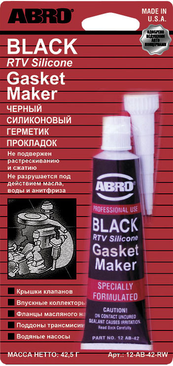 фото Герметик прокладок силиконовый Abro черный 42,5 г  