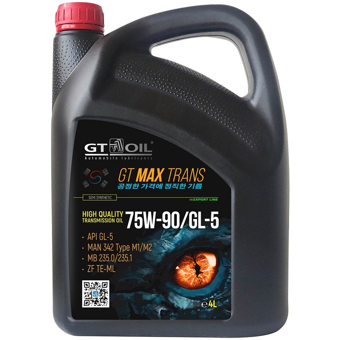 фото Трансмиссионное масло GT Oil MAX TRANS GL-5 75W-90 4л 