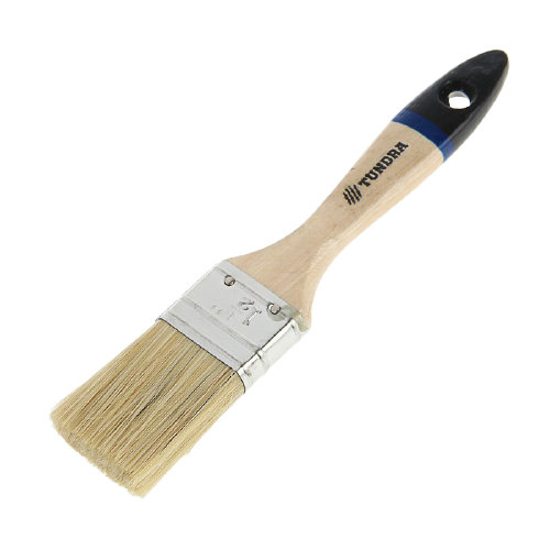 фото Кисть плоская "TUNDRA comfort" натуральная щетина, деревянная ручка 1,5" (38 мм) 881528 