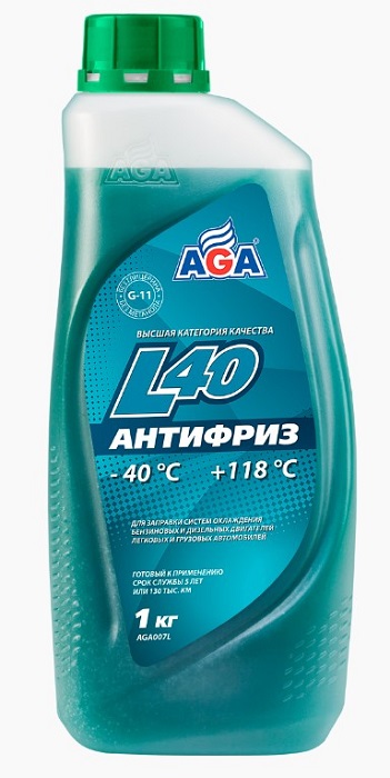 фото Антифриз AGA-L40 G11 сине-зеленый -40С/+118С готовый 1кг AGA007L 