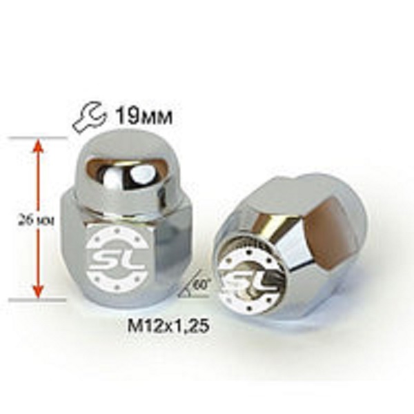 фото Гайка M12х1,25х32 конус, кл.19мм золотая 1шт 