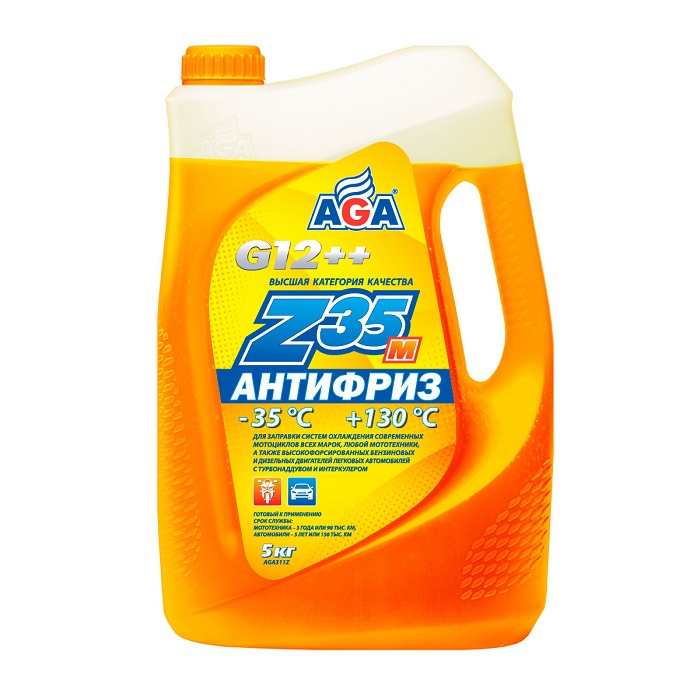 фото Антифриз AGA-Z35м G12++ оранжевый -35С/+130С готовый 5кг AGA311Z 