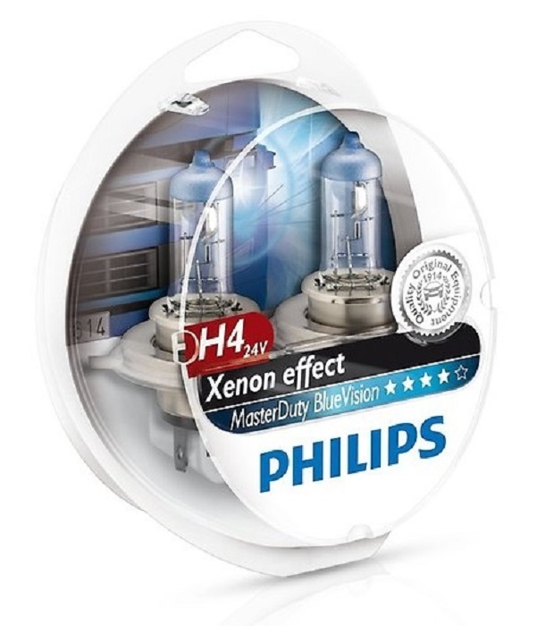 фото Автолампа Philips H4 24V 75/70W Master Duty BlueVision 2шт 