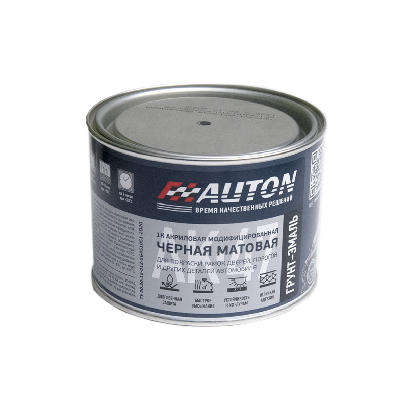фото Грунт-эмаль Автон 1K структурная для пластика черная матовая 500мл банка  