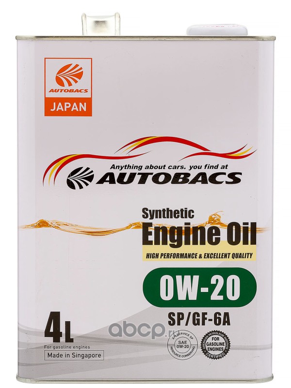 фото Масло моторное AUTOBACS ENGINE OIL SYNTHETIC 0W-20 API SP ILSAC GF-6 4л 