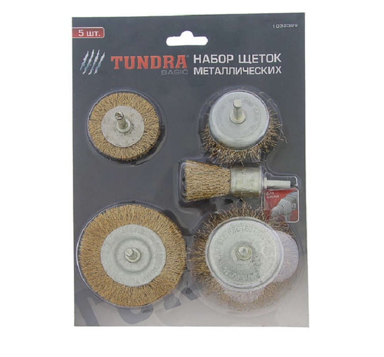 фото Набор щеток металлических "TUNDRA basic" 5 пр. для дрели плоские 50-75, чашки 25-50-75  