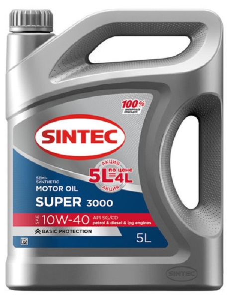 фото Моторное масло SINTEC SUPER 3000 SAE 10W-40 API SG/CD 5л 