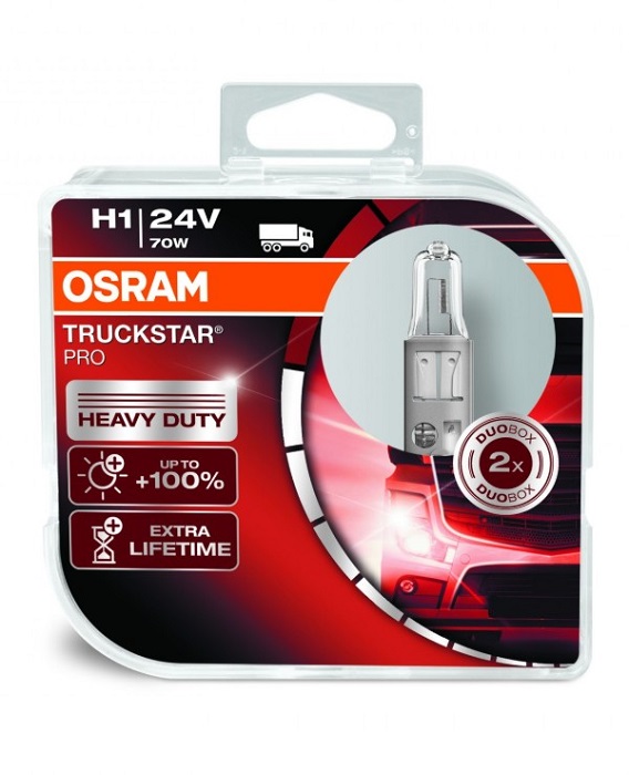 фото Автолампа OSRAM H1 70W 24V TRUCKSTAR PRO +100% (Eurobox 2шт) 