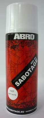 фото Краска аэрозольная белая матовая Abro Sabotage 400мл 1007 