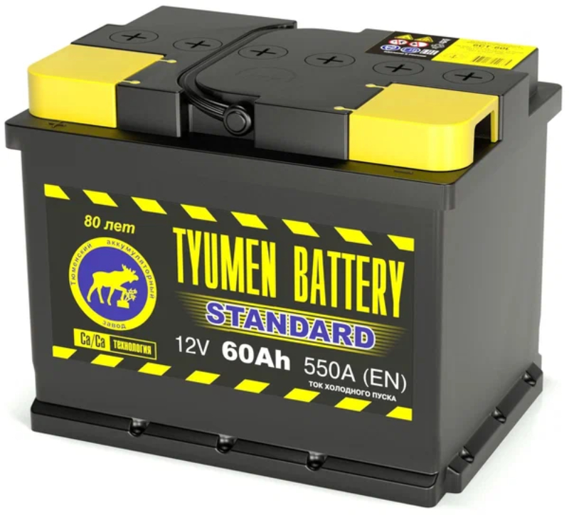 фото Аккумулятор TYUMEN BATTERY STANDARD 6СТ-60 60 Ач 550А о.п. L2 