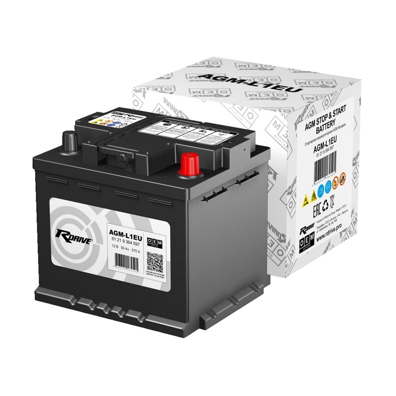 фото Аккумулятор RDrive OEM AGM-L1EU 50 Ач 570A о.п. (61219364597 BMW) 