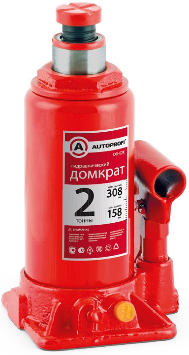 фото Домкрат бутылочный гидравлический 2т 158-308 мм DG-02 AUTOPROFI  