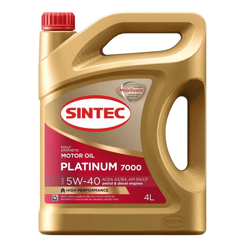 фото Моторное масло SINTEC PLATINUM 7000 SAE 5W-40 API SN/CF ACEA A3/B4 4л 