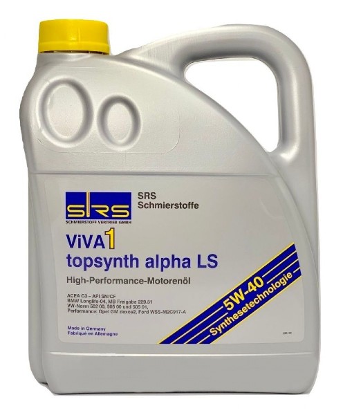 фото Моторное масло SRS VIVA 1 topsynth alpha LS 5W-40 4л. 
