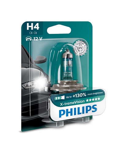 Картинка Автолампа Philips H4 12V 60/55W X-treme Vision +130% (Блистер 1шт) 