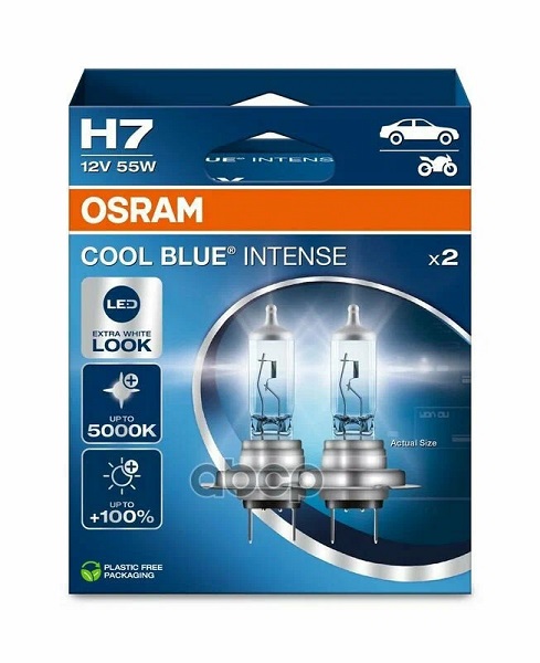 фото Автолампа OSRAM H7 12V-55W+100% Cool Blue 5000k 2шт 