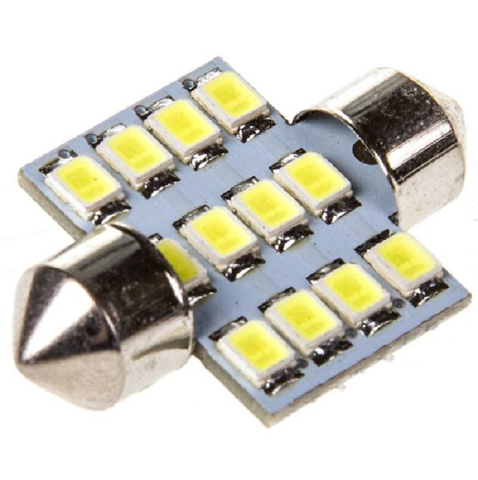 фото Светодиод SKYWAY T11 (C5W) 12V 12SMD 30x30 36мм белая   