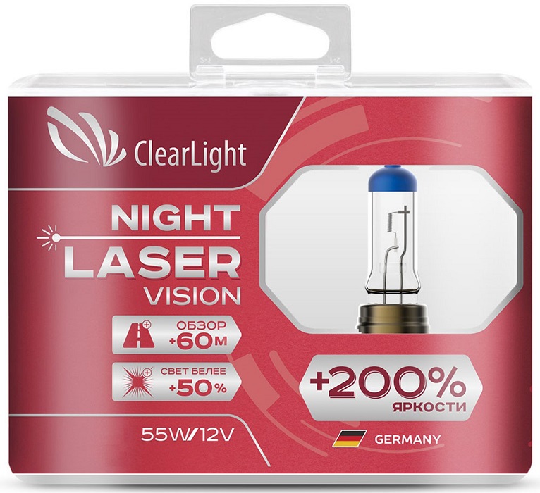 фото Автолампа ClearLight H1 Night Laser Vision Light +200% 12V-55W 2шт 