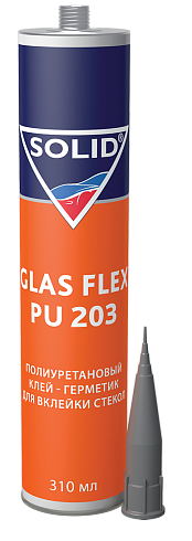 фото Клей для вклейки стекол однокомпонентный полиуретановый SOLID Glas Flex PU 203 310 мл 3-ч. 