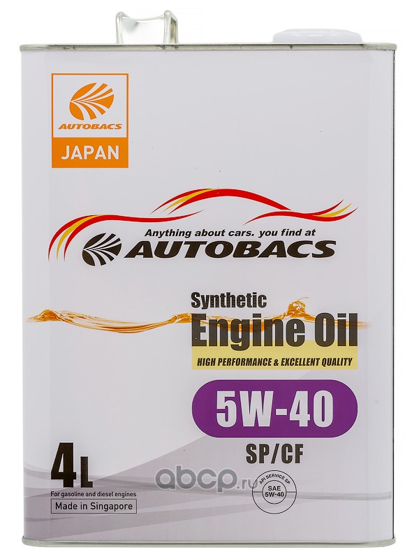 фото Масло моторное AUTOBACS ENGINE OIL SYNTHETIC 5W-40 API SP/CF 4л 
