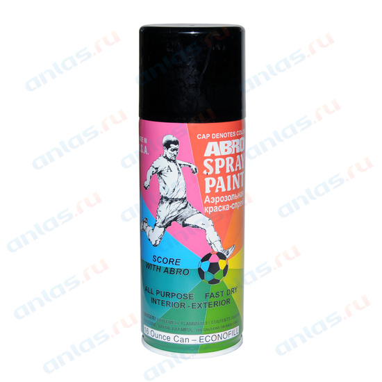 фото Краска аэрозольная черная блестящая Abro 473г  