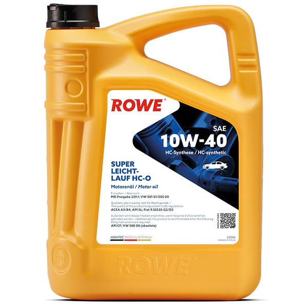 фото Моторное масло ROWE HIGHTEC SUPER LEICHTLAUF HC-O 10W-40 4л. 