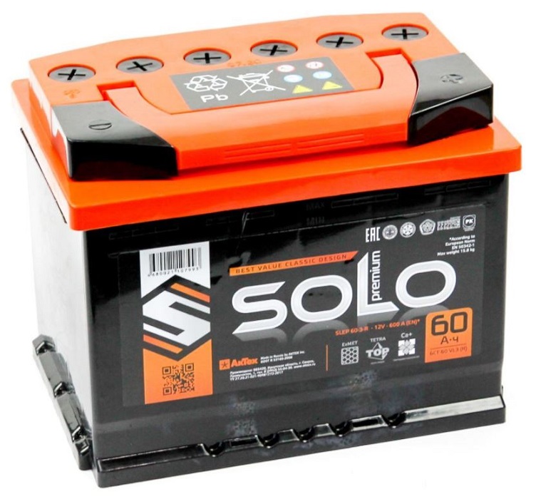 фото Аккумулятор SOLO Premium 60 Ач 600А о.п. 