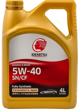 Картинка Моторное масло IDEMITSU FULLY-SYNTHETIC SN/CF 5W-40 4л 
