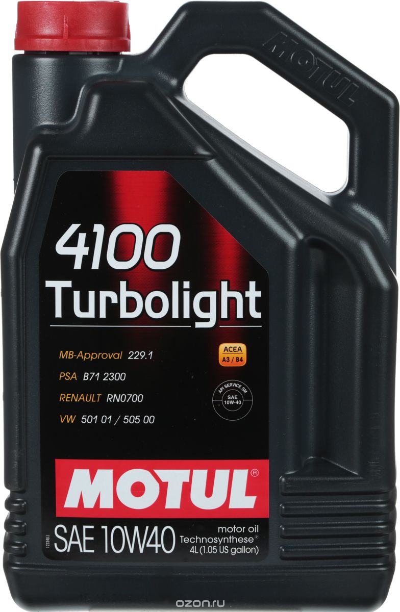 фото Моторное масло MOTUL 4100 Turbolight 10W-40 А3/В4 4л. 