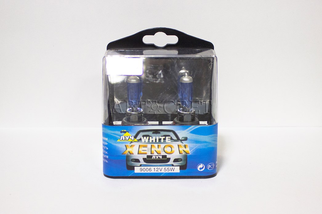 фото Автолампа HB4/9006 12v (55w)  White Plasma Xenon Луч, 2шт 