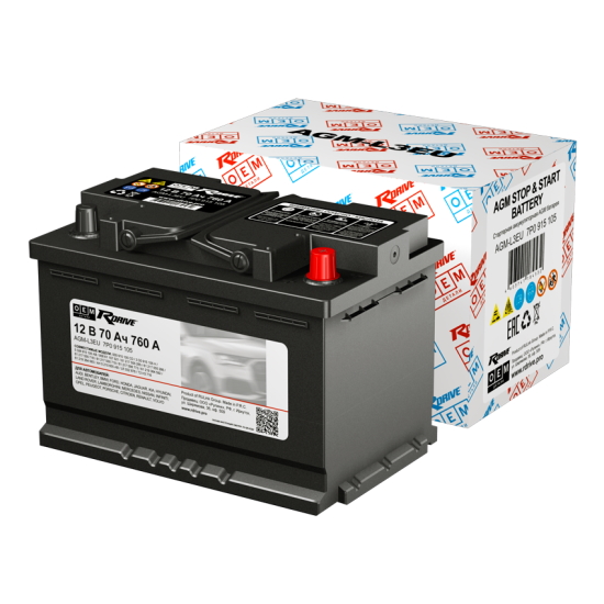 фото Аккумулятор RDrive OEM AGM-L3EU 70 Ач 760A о.п. (7P0915105 VAG) 