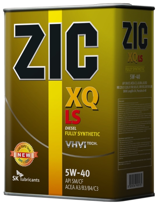 фото Моторное масло ZIC XQ LS 5W-40 SM 4л. 