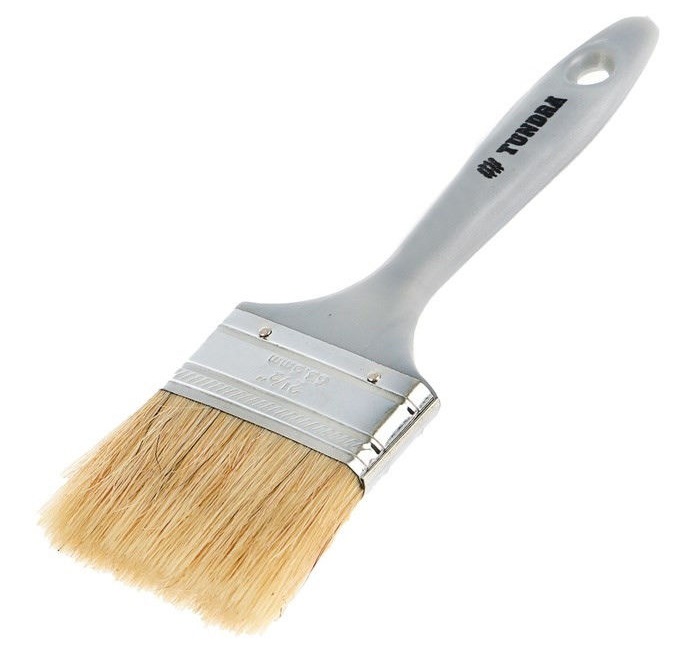 фото Кисть плоская "TUNDRA premium" натуральная щетина, пластмассовая ручка 1,5" (38 мм) 