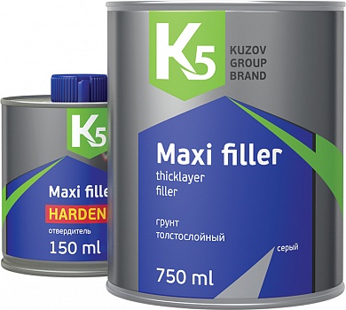 фото Грунт К5 Maxi Filler 4:1 толстослойный с отвердителем серый 800+200 мл 