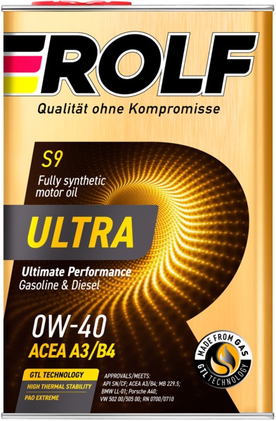 фото Моторное масло ROLF Ultra 0W-40 A3/B4 SN/CF 4л 