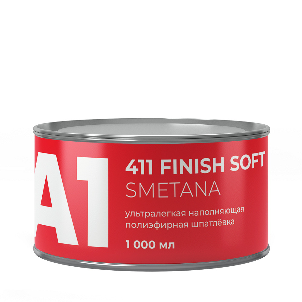 фото Шпатлевка ультралегкая наполняющая полиэфирная А1 411 FINISH SOFT SMETANA 1л 