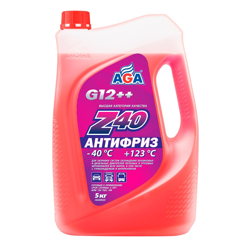 фото Антифриз AGA-Z40/G12++ красный -40С/+123С готовый 5кг AGA002Z 