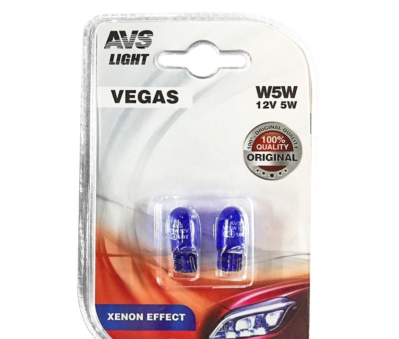 фото Автолампа Vegas AVS Xenon Effect 12V 5 Вт без цоколя синяя 2шт 