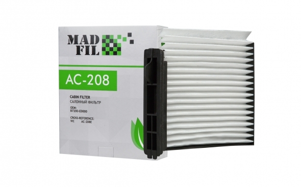 фото Фильтр салонный MADFIL AC-208 для NISSAN (MANN CU22007) 