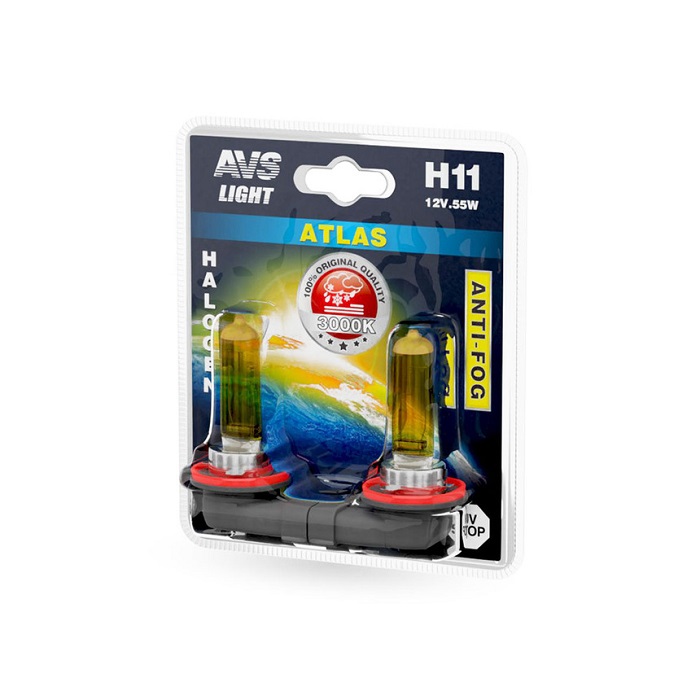фото Автолампа Atlas AVS 12V 55Вт H7 всепогодная Anti-Fog 2шт. блистер 