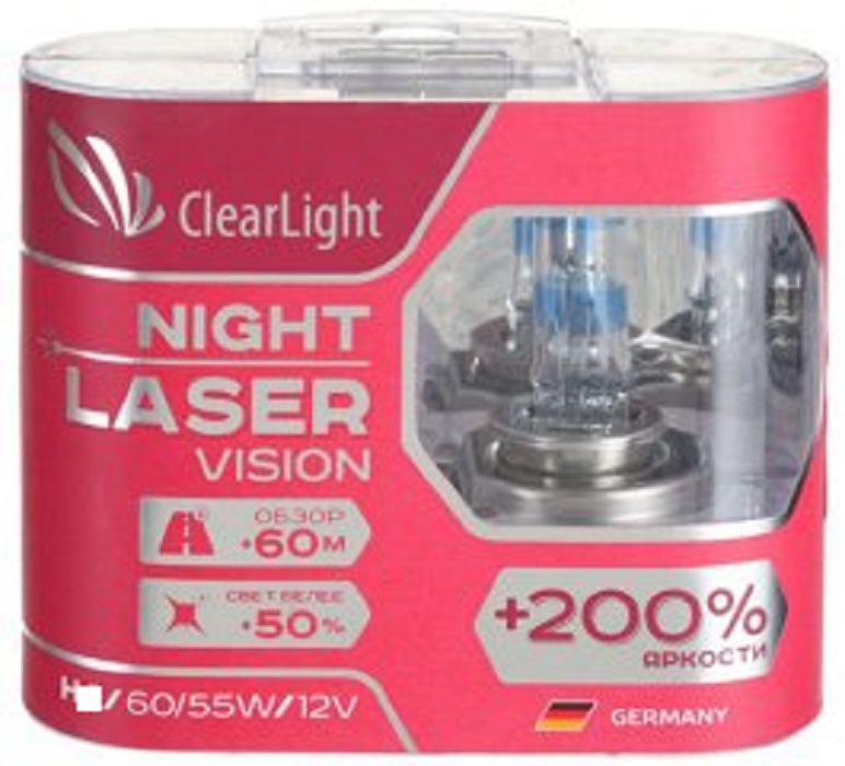 фото Автолампа ClearLight H4 Night Laser Vision +200% Light 2шт 