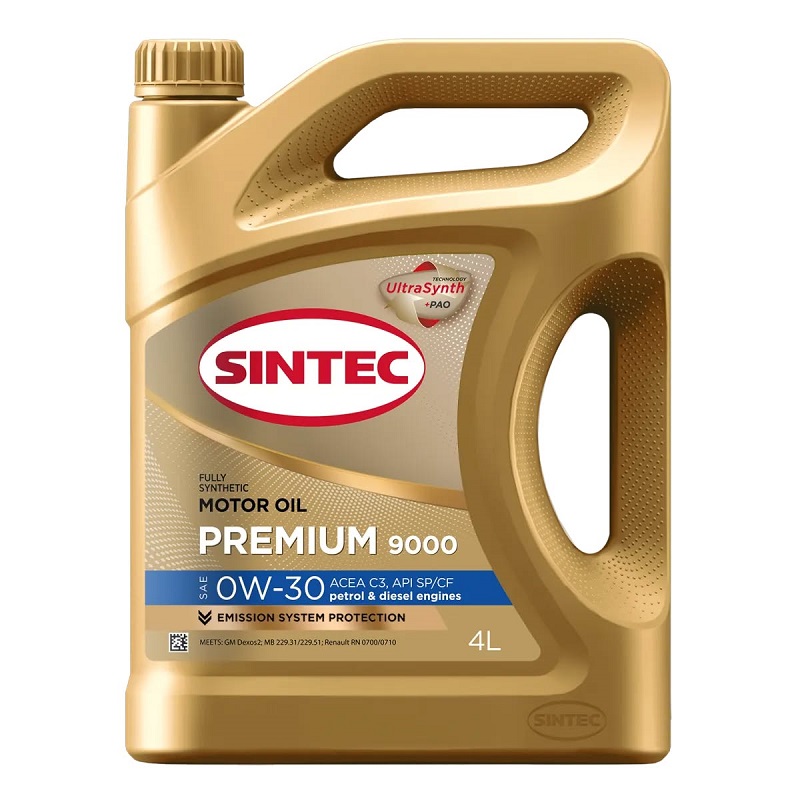 фото Моторное масло SINTEC PREMIUM 9000 SAE 0W-30 API SP/CF ACEA C3, 4л 