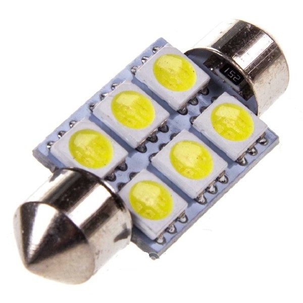 фото Светодиод SKYWAY T11 (C5W) 24V 6SMD 36мм белая  салон, номера 