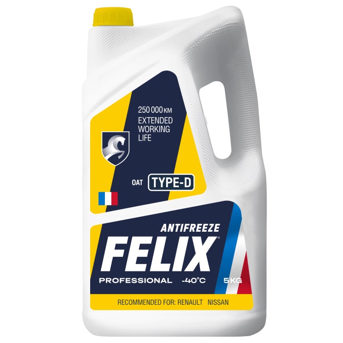 фото Антифриз FELIX TYPE-D G12+ Желтый –40°С 5кг 