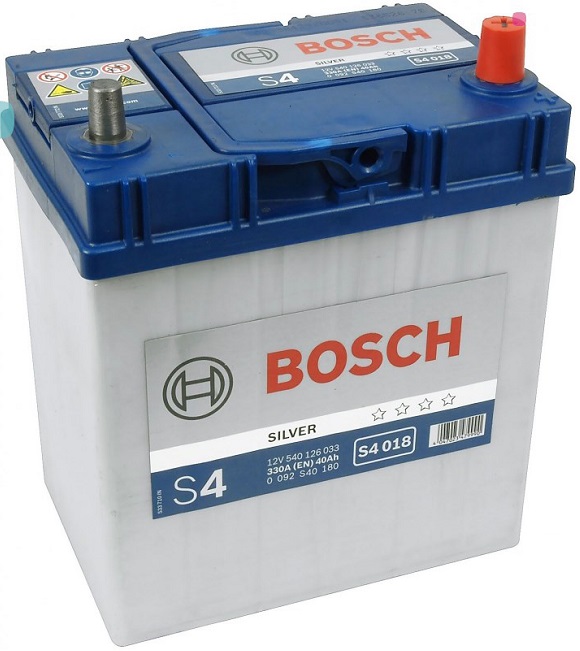 фото Аккумулятор BOSCH S40 180 40 А/ч обр.п. узкие клеммы Asia 45B19L 