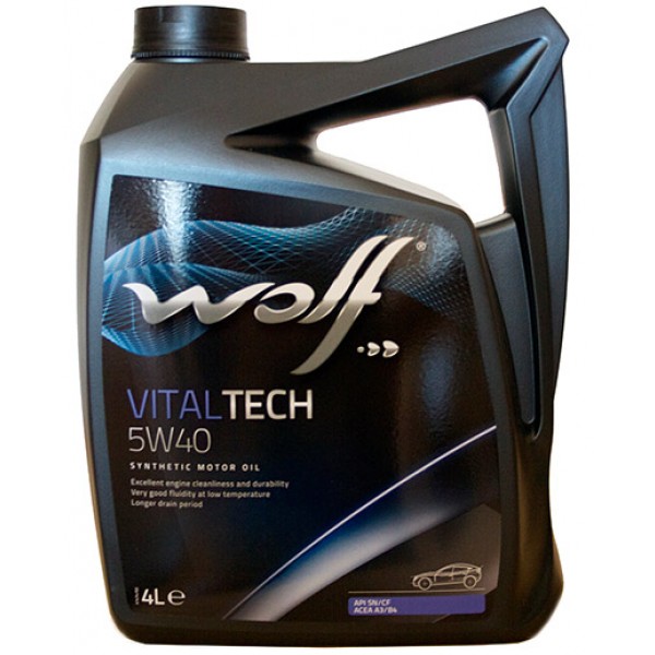 Картинка Моторное масло WOLF Vitaltech 5W-40 SP 4л 