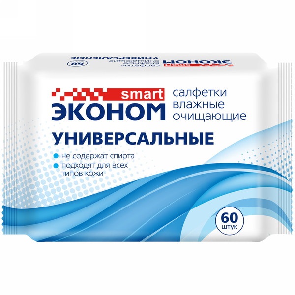 фото Салфетки влажные Эконом smart очищающие универсальные 60шт 