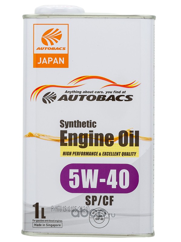 фото Масло моторное AUTOBACS ENGINE OIL SYNTHETIC 5W-40 API SP/CF 1л 