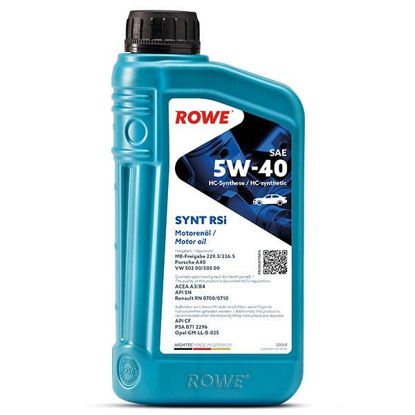 фото Моторное масло ROWE HIGHTEC SYNT RSi 5W-40 1л. 